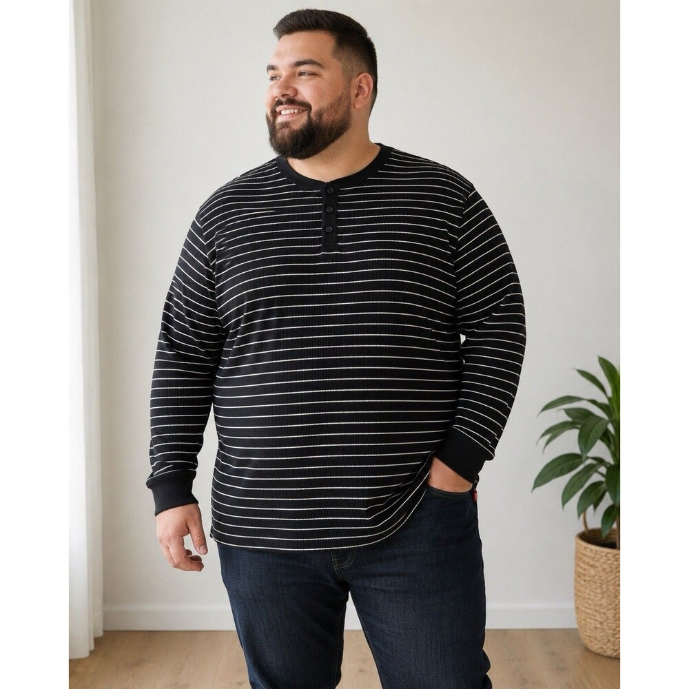 Levi’s Men’s 3XL Black White Striped Long Sleeve Shirt NWT 100% Cotton
